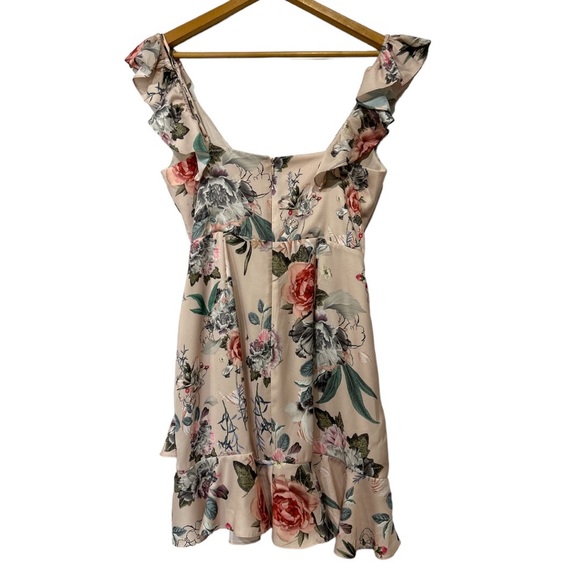 Revolve Majorelle Salsa Dress Blush Pink Floral Print Mini Dress Ruffled Medium - Picture 12 of 16